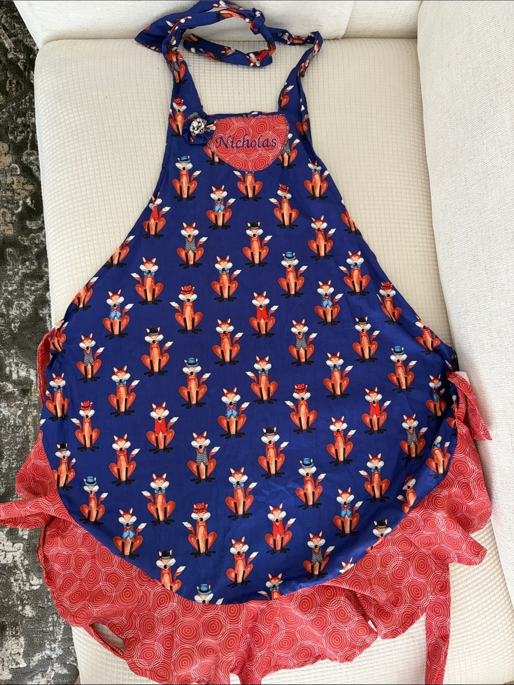 Fox apron with monogram front chest area.